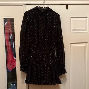 Aqua Black and Gold Polka Dot Dress